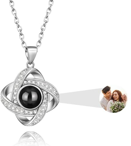 AAQ Collana con foto personalizzata - Collana con proiezione e foto all'interno, regalo donna personalizzato, ideale per Natale e anniversari