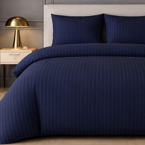 Lazzaro Satin Stripe Single Duvet Cover Set - Premium Hotel Quality Quilt Cover Single Bedding Set 2 Pcs - Ultra Soft Hypoallergenic Duvet Cover Single With Zipper Closure