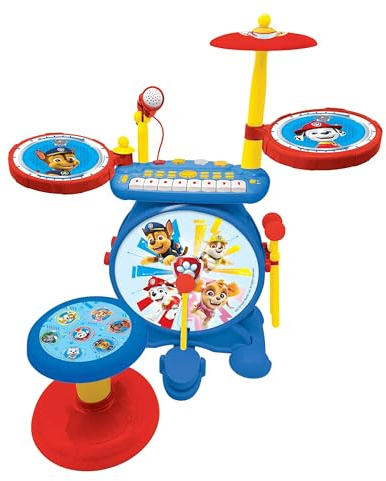 Lexibook, PAW Patrol, Schlagzeug-Set, K610PALXB | realistische Trommelklänge, 8-Tasten-Keyboard, MP3-Eingang, Sitz inklusive