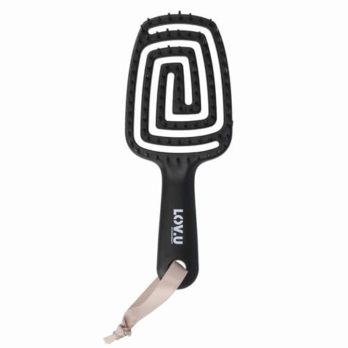 PARSA Beauty LOV.U Entwirrbürste | Flexible Haarbürste zum Sanften Entknoten, Nasses und Trockenes Haar, Alle Haartypen, Schwarz, Vielseitig Einsetzbar