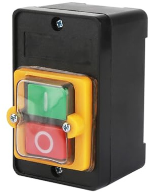 Vroxdrez Interrupteur de machine AC 220 V 380 V 10 A Bouton poussoir ON/OFF Interrupteur de sécurité en plastique avec boîte étanche à la poussière pour ponceuse machine textile