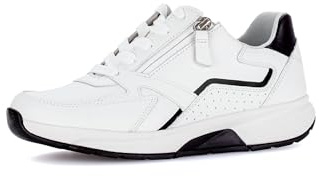Gabor Damen Low-Top Sneaker, Frauen Sandalen,Leder-Sohle,Cherry,Merlot,Sport-Dynamic,g-Weite,glatt-Leder,antikrosa,Weiss/schwarz,42 EU / 8 UK