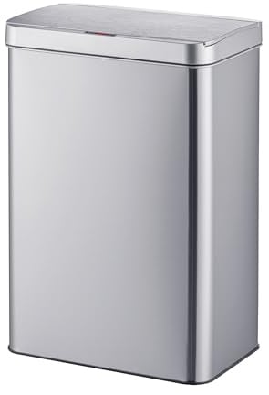 Relaxdays Mülleimer mit Sensor, elektrischer Deckel, Müllbeutelhalter, Edelstahl, Abfalleimer Küche, Größenwahl, silber