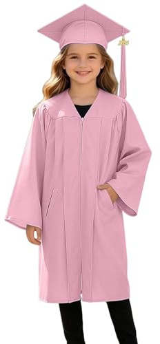Generisch Abschlusskleidung Kinden Abschluss Talar Mit Bachelor Hut Set Abschlussrobe Für kinden abschluss hut Kindergarten graduation Outfit mit Taschen Graduation Cap Gown für 2-12 Jahre 12 Farben