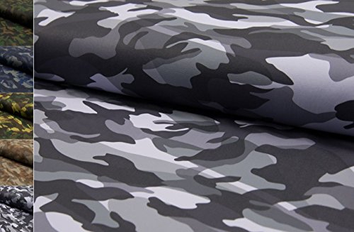 StoffBook EDEL Baumwolle Leder-Beschichtung Camouflage Stoff Stoffe, D295 (GRAU/WEIß)