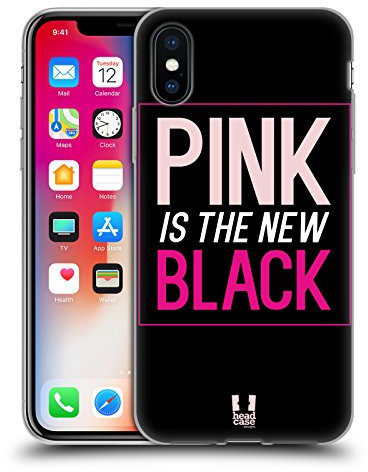 Head Case Designs Neue Schwarz Rosa Reich Gel Handyhülle Hülle [Militärischer Schutzgrad] Kompatibel mit Apple iPhone X/iPhone XS