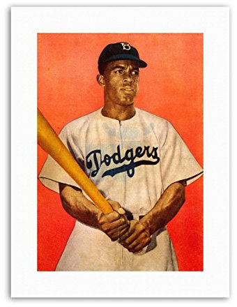 Wee Blue Coo JACKIE ROBINSON BASEBALL BROOKLYN DODGERS Picture Vintage Canvas art Prints