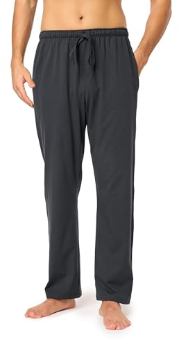 Timone Herren Schlafanzugshose Lang Pyjamahose aus Baumwolle Freizeithose Schlafhose Loungewearhose mit Taschen Nachtwäsche Hose für Herren Sleepwear Haushose TPP-001