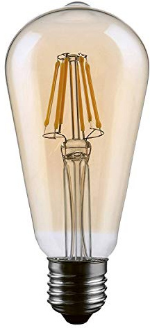 hellum 219104 LED-Filament-Glühlampe ST64 dimmbar, E27, 4W, entspricht 24 Watt, 230 Lumen, gold, A+, warm-weiß 2700K, 330° Abstrahlwinkel, 25000 Stunden