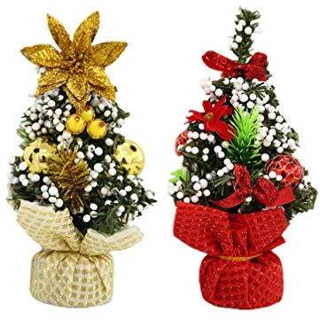 NUOBESTY 2 Pezzi Piccolo Albero di Natale Addobbi Natalizi Artificiale Abete di Natale Decorazione della Tavola di Natale Addobbi Natalizie per Vetrina 20cm