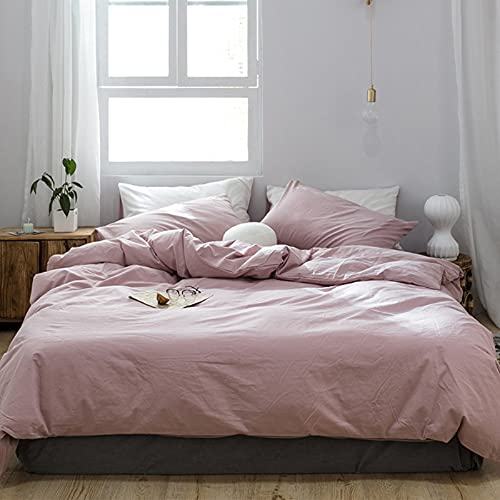 GETIYA Einfarbig Bettwäsche 135x200 Rosa Altrosa Bettwäsche 100% Baumwolle Bettwäsche Mädchen Damen Deckenbezug mit Reißverschluss und 1 Kissenbezug 80x80cm Einzelbett Bettwäsche