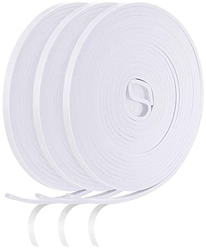 15 m Foam Weather Strips Tape Seal Strips Door Window Draught Excluder EVA Tape Self Adhesive Weatherstrips for Seal Sound Wind Noise Proof (White)