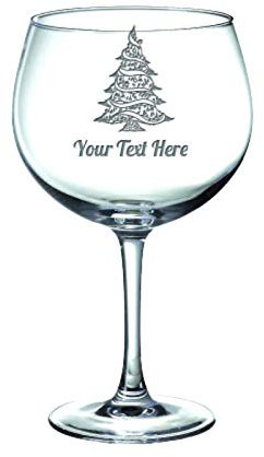 Be-Creative Verre personnalisé gravé avec n'importe quel texte, une verrerie de Noël – (grand verre à gin)