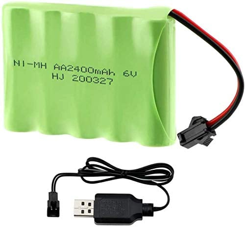 Yangers ricaricabile NI-MH aa batteria pacco 6V 2400mAh SM 2P 2 pin spina connettore femmina con caricatore USB per RC auto off road camion jumper