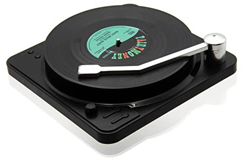 TAHOME rutschfeste Vinyl-Untersetzer – 6 Stück Musik-Untersetzer, bunt, Retro-Design, lustige Untersetzer für Weinglas, Gummi, Schwarze Tassenmatte (10,7 cm, Kreis, Schwarz, M1-6 Stück + 1 Halter)