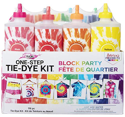 Tulip One-Step Tie-Dye Kit Block Party Batikfarbe, 473 ml, 8 Farben, Regenbogenfarben