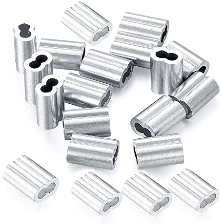 20 Stücke Aluminium Clip, Alu Klemme, Kabel Crimps, Crimpschlaufen, Aluminium Crimpschlaufe, Edelstahl-Aluminium-Hülse, Pressklemmen Aluminium, Pressklemmen für Seile für Drahtseil und Kabel