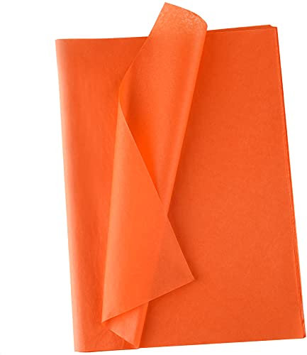 MIAHART 60 Blatt orangefarbenes Seidenpapier zum Verpacken von Geschenken, Halloween, Seidenpapier, lose zum Verpacken von Blumen, Geburtstag, Weihnachten, Halloween, DIY, Basteln, Pompoms, Konfetti
