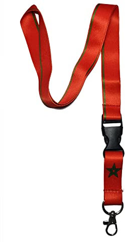 Schlüsselband für Badge Halter Schlüsselanhänger Halskette mit Clip bedrucktem Streifen (Rot Marokko)