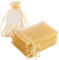 HRX Package 100pcs Gold Organza Gift Bags Medium, 10x15cm Jewellery Pouches Drawstring for Confetti Lavender Wedding Favour Wax Melts