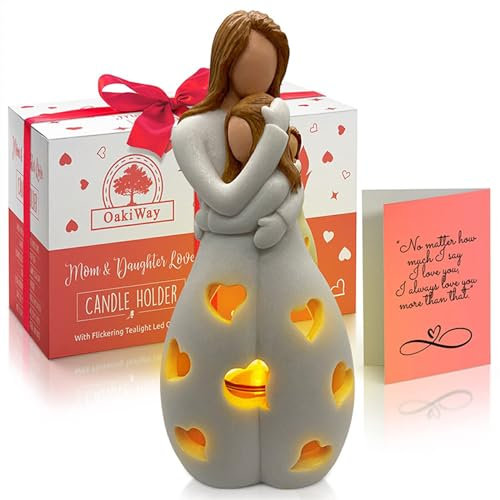 MCDSAJ, Candle Holder Statue W/Flickering Led Candle - Birthday, Mothers Day, Daughters from Mothers Gifts, Mother of The Bride, Bday, Christmas Sympathy Presents