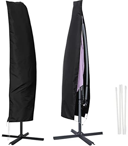 Fiqops Sonnenschirm Schutzhülle mit Stab, Sonnenschirm Abdeckung 2 bis 4 M Große Schirmhülle, Wetterfeste, UV-Anti, Winddicht und Schneesicher, Outdoor für Ampelschirm (265x40/70/50cm)