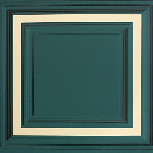 DecorSave Arthouse Stately Panel Emerald Wallpaper 296906 - Metallic Wood Wooden Panelling