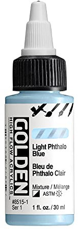 GOLDEN Flacon de peinture acrylique professionnelle semi-opaque Bleu phtalo clair 30 ml