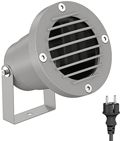 ledscom.de Gartenstrahler DUK, Gitter für außen, IP65, Stecker, grau, 1x GU10 max. 15W