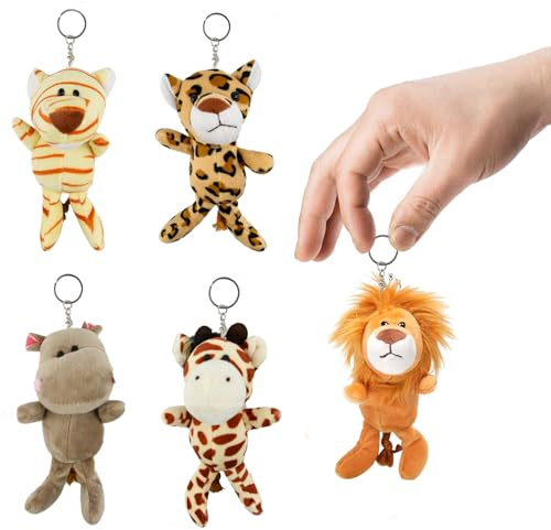 Auptiz Lot de 5 Petits Animaux remplis de Peluches,Animal en Peluche Set de Jouet,Mini Jouet Animal en Peluche Porte-Clés pour Les fêtes
