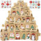 Bigqin 24 Stück Geschenktüten Weihnachten, Braune Kraftpapier Adventskalender Geschenkbox, Weihnachtsgeschenkboxen Geschenke Deko mit Aufklebern und Etiketten