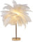 Créatif Blanc Plume D'autruche Lampe De Table Lampe De Chevet Lumière Luxe Et Élégant Abat-Jour Veilleuse Éclairage De Table Pour Salon Chambre Décoration De La Maison, Plug-In