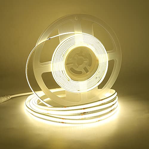 COB LED Streifen Cool White 6000 K, 1m 360 LEDs/M DC 12 V Flexible LED Strip Lights,COB LED Band CRI 85+ Bright Under-Unit Light for Netzteil für Hausschrank,Home DIY Mirror Decoration
