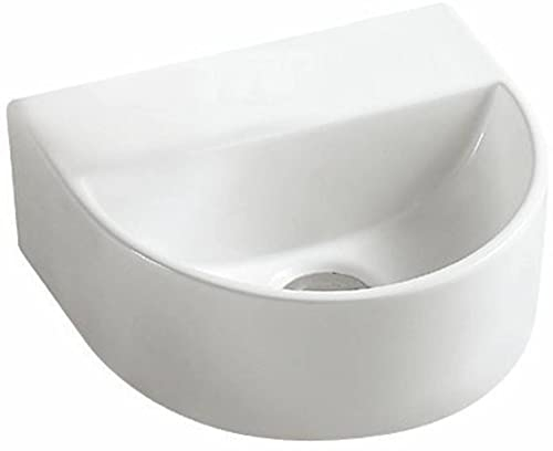 Saqu Halbrundes Waschbecken ohne Hahnloch 30x25x12 cm - Weiß - Waschbecken für Unterschrank, Waschtisch für Gäste WC