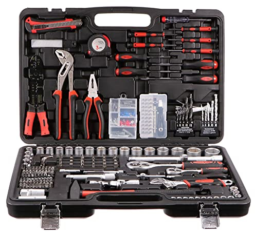SIXTOL HOME 350 Caja Herramientas 350 Piezas | Juego de herramientas mano en el maletín | Kit Herramientas de Mano Portátil con Mini Sierra, Alicates, Cinta Métrica | Para Hogar, Garaje, Oficina