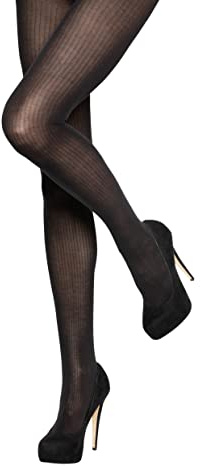 Charnos Women's Cotton Rib Tights Black Medium-Large