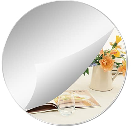 Yxyaolee 30cm*2,5 mm Acryl Spiegel Rund Selbstklebend Abnehmbarer Spiegelfliesen Selbstklebend,DIY Wandspiegel Dekospiegel,für Zuhause,Schlafzimmer,Wohnzimmer,Heimdekoration(1 Stück)
