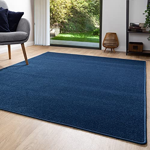 Steffensmeier Kurzflor Teppich Ibiza | Wohnzimmerteppich | Stilvoll | Pflegeleicht | Jugendteppich | Blau, Größe: 80x150 cm