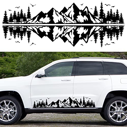 ORIGACH 1 Paar 182,6 cm Berge Wald Auto Seitenaufkleber, Selbstklebende Vinyl Aufkleber für Auto, Aufkleber Dekoration Zubehör für LKW SUV Geländewagen