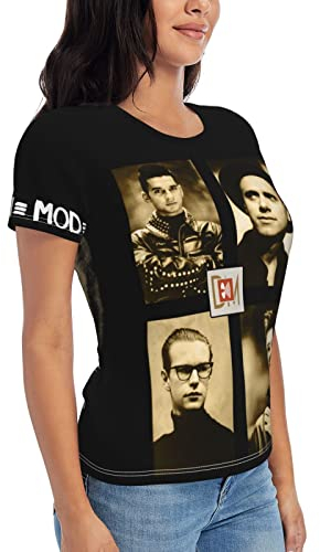 De-P-e-Che Mode (15) Damen T-Shirt Casual Rundhals Kurzarm Coole Grafik Pullover Tees Bluse für Outdoor Sommer Schwarz, Schwarz , L