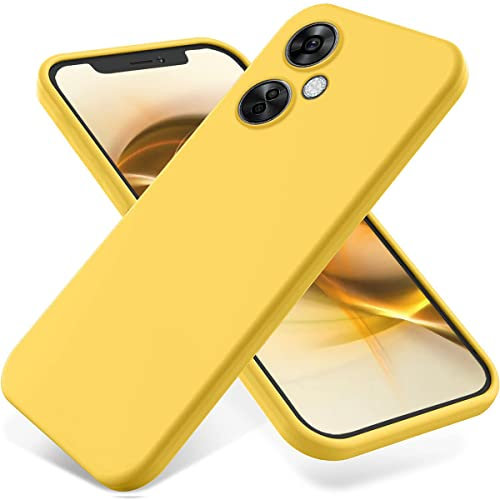 BRAND SET Coque pour OnePlus Nord CE 3 Lite 5G, Étui Protecteur Silicone Liquide, Coque Doux au Toucher avec Doublure en Tissu Microfibre Convient étui pour OnePlus Nord CE 3 Lite 5G-Jaune
