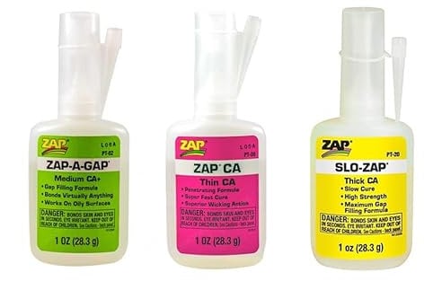 ZAP Medium PT02 AND Super Thin PT08 AND PT20 Thick CA Glue 1oz THREE PACK