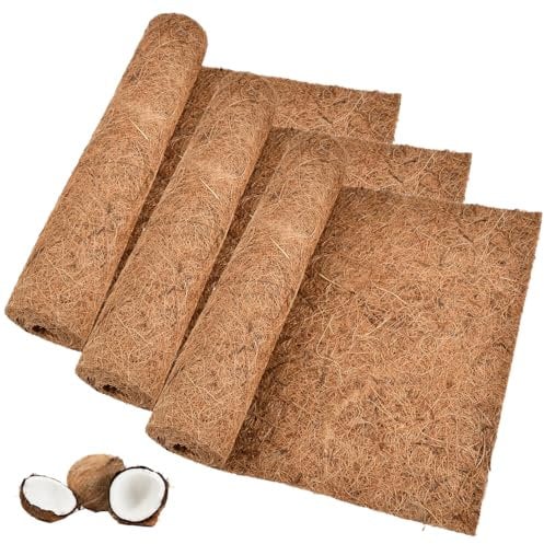 OTYMIOW 3PCS Natural Coco Liner Roll, 40x12inch, Mat Coconut Fibre Pad, Matting Roll, Coir Coconut Husk Liners for Hanging Planters Baskets, Patio Wall, Reptile Cage Mat