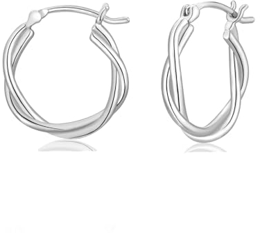 Creolen Silber 925 Twisted Hoop Ohrringe für Frauen - Hypoallergene Schlafen Ohrringe in Silber