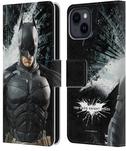 Head Case Designs Offizielle The Dark Knight Rises Batman Charakter-Kunst Leder Brieftaschen Handyhülle Hülle Huelle kompatibel mit Apple iPhone 15