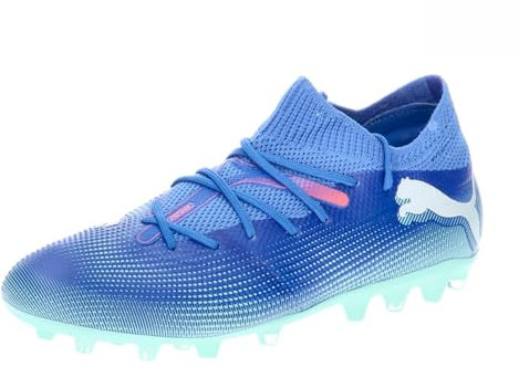 PUMA Future 7 Match MG Jr Soccer Shoe, Bluemazing White-Electric Peppermint, 35.5 EU