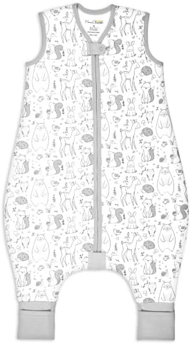 Organic Cotton Toddler Sleeping Bag with Legs 2.5 TOG Sleep Sack 1-Pack | Soft Winter-Weight, GOTS & OEKO-TEX Certified Organic Cotton Layers with Premium Polyester Fill, 18-36 Months by Mama Cheetah