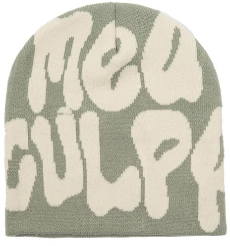 KORADI Damen Beanie Mütze MEA Culpa Word Head Toque Herren Y2K Stilvolle Beanie Mützen Winter Strickmütze für Geschenke, Pea Green, Einheitsgr��e