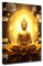 LZIMU Gold Buddha Leinwand Wanddrucke Buddha Statue mit Lotus Kunstdrucke Zen Bilder Spa Dekor für Yoga Zimmer Büro gerahmt (B, 30.00 x 45.00 cms)