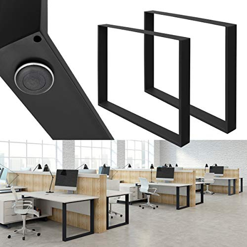 ML-Design Lot de 2 Pieds de Table à Manger 90 x 72 cm Noir, Acier Revêtu par Poudre, Profilés Carrés, Style Industriel, Piètement de Meuble Châssis Cadre Robuste pour Bureau Cuisine Salle Salon
